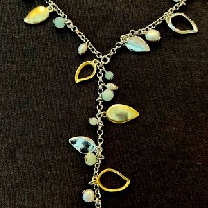 Like new WHBM Y necklace with freshwater pearls, natural stone and metal